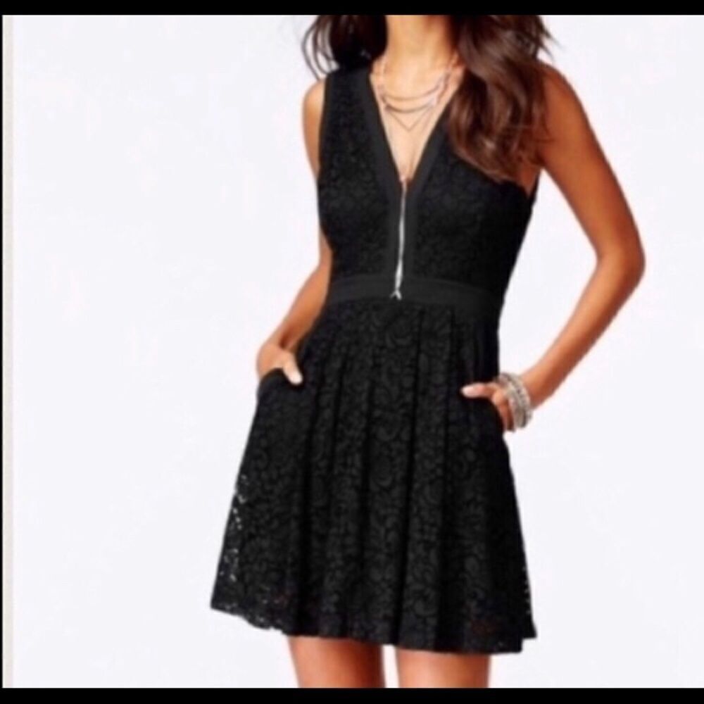 FREE PEOPLE XS Black Lace Dress with Cutout Back